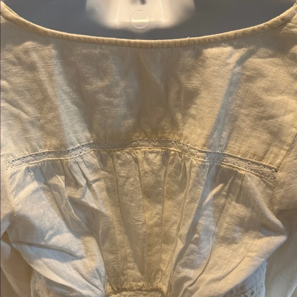 Free People Joi Eyelet Cropped Blouse size Small Off White